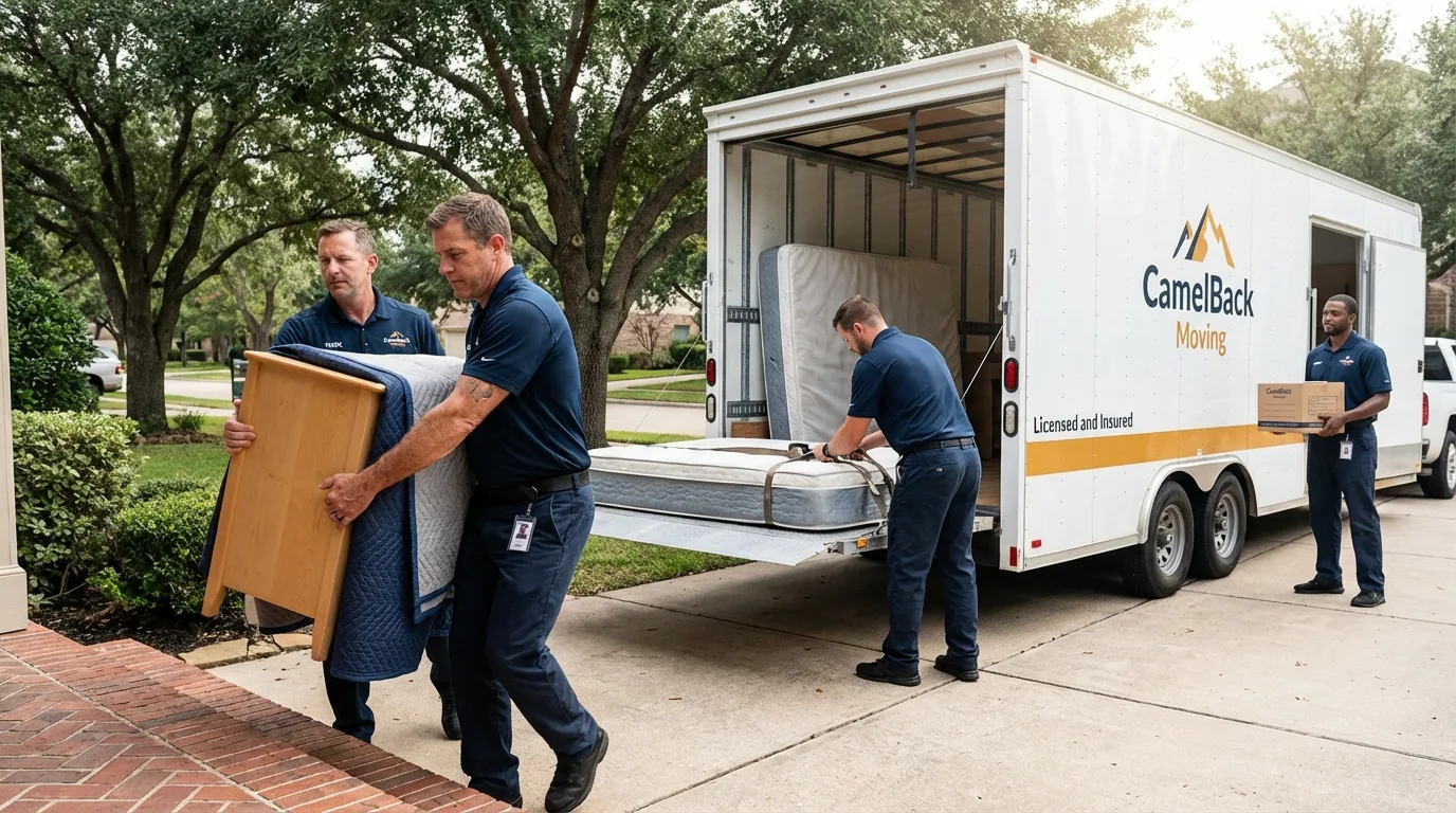 Crew loading residential truck for cross-state move from Ordway, CO