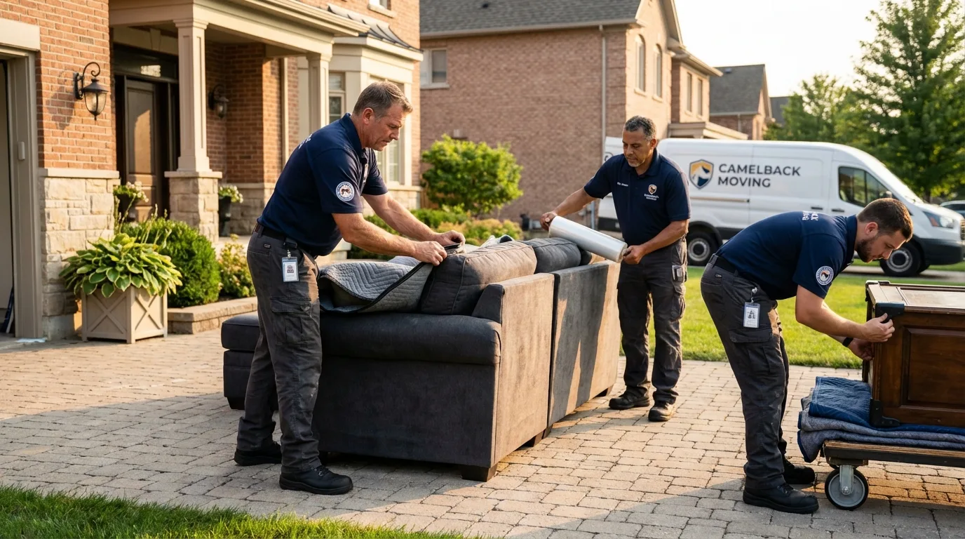 Large estate moving crew wrapping furniture in Ordway, CO